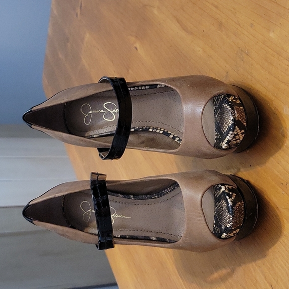 Jessica Simpson Shoes Jessica Simpson Camel Peep Toe Heels Poshmark